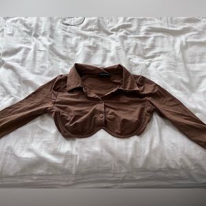 Underwire long sleeve crop top